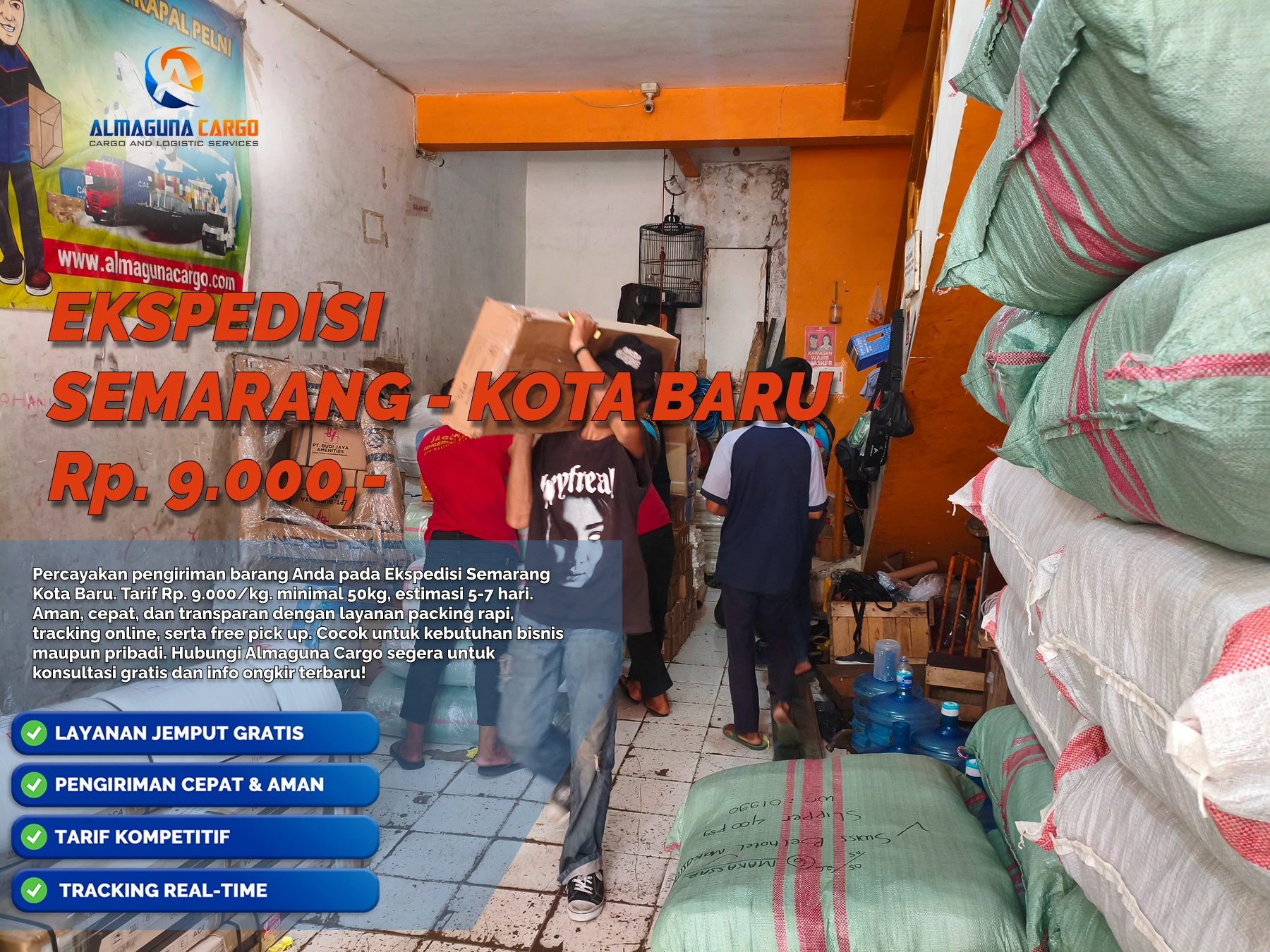 Layanan ekspedisi Semarang Kota Baru dari AlmagunaCargo untuk pengiriman barang besar dan cargo antar pulau