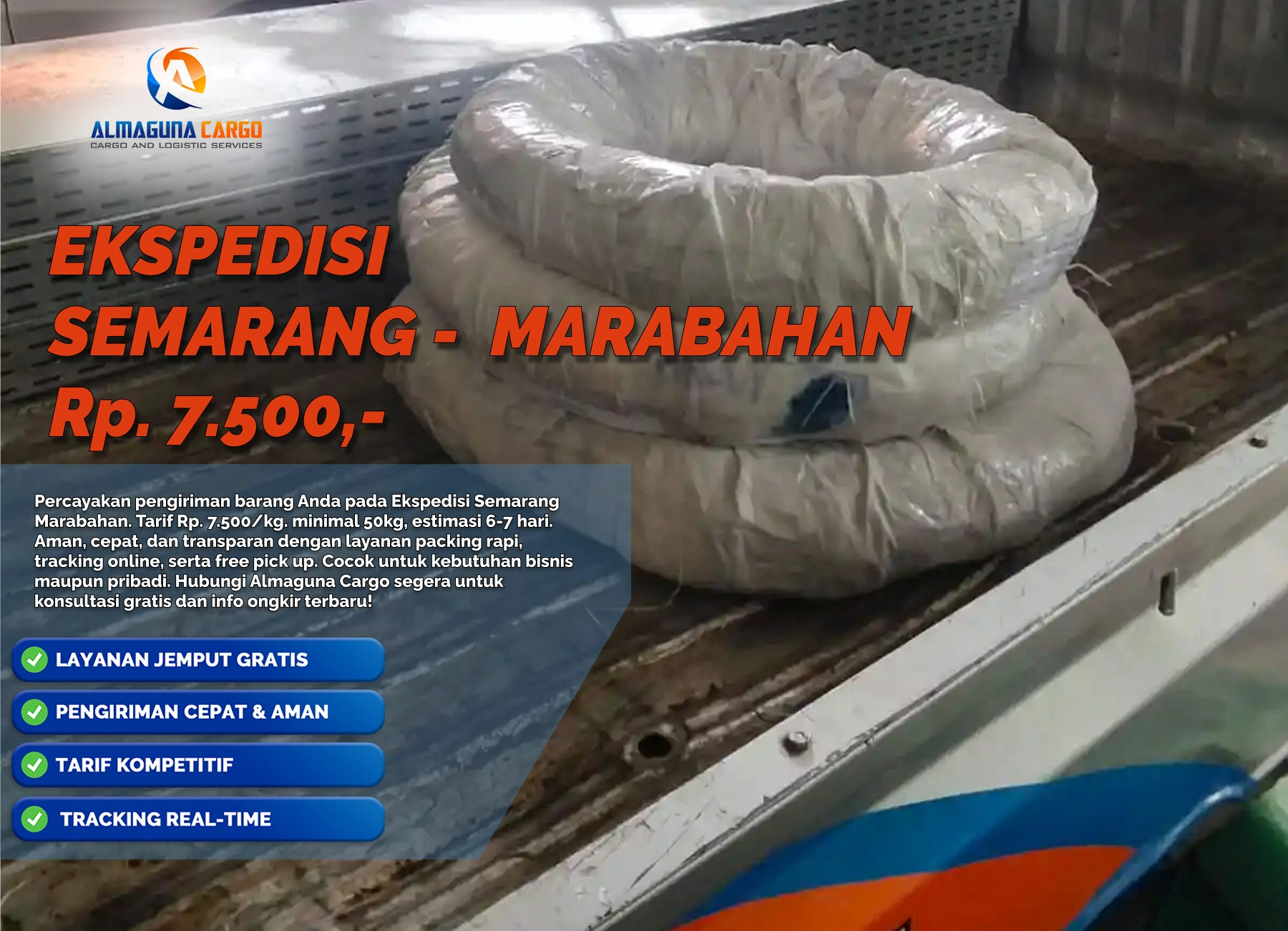 Ekspedisi Semarang Marabahan terpercaya dengan layanan cargo antarpulau aman, door to door service, dan free pickup Semarang bersama AlmagunaCargo