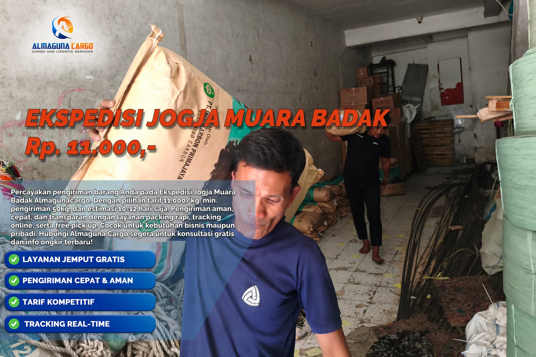 Ekspedisi Jogja Muara Badak layanan cargo door to door Almaguna Cargo