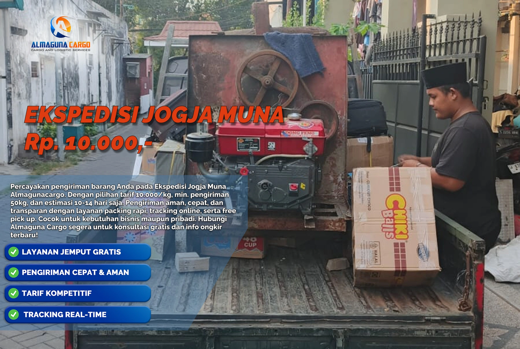 Ekspedisi Jogja Muna untuk pengiriman barang cargo dari Yogyakarta