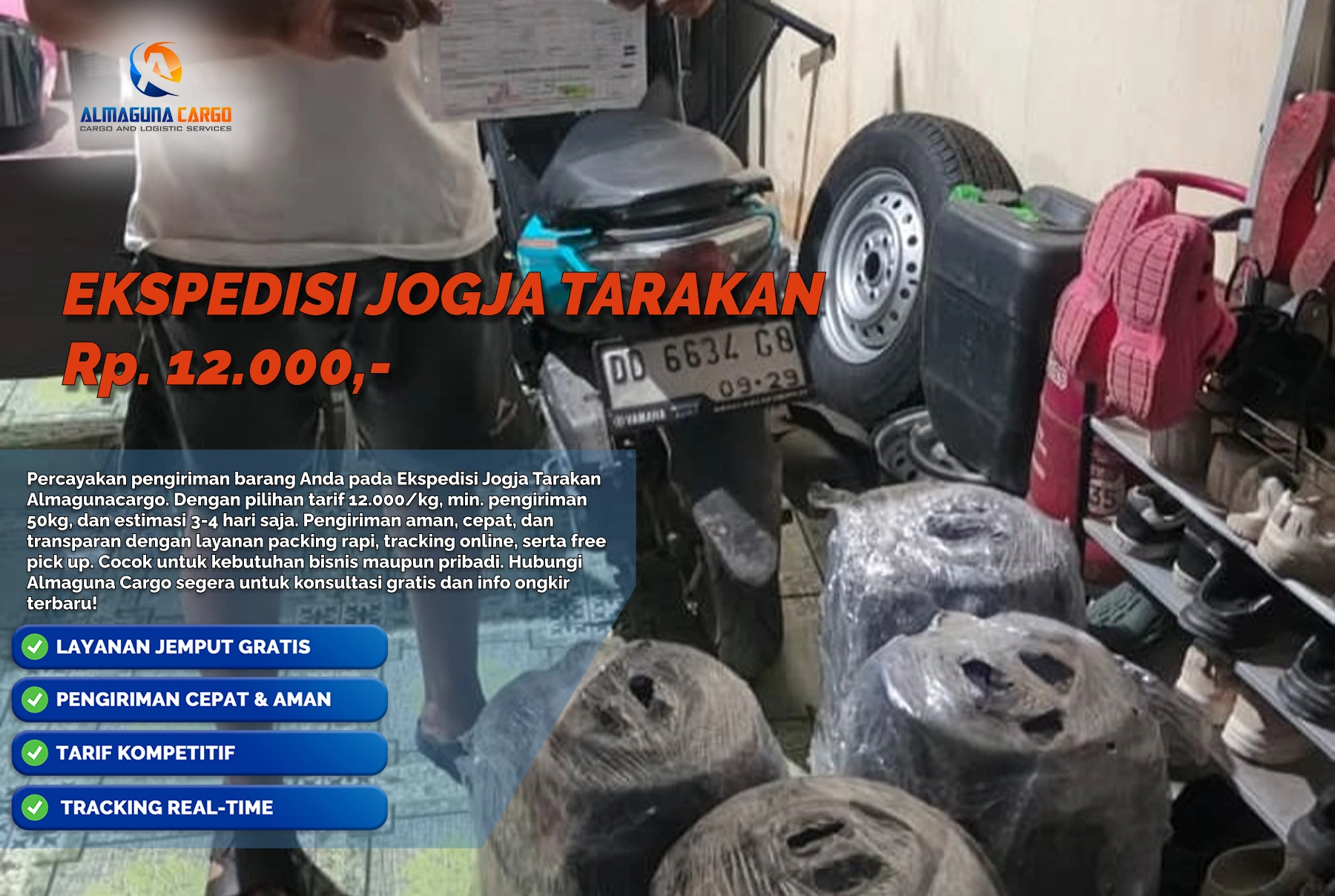 Ekspedisi Jogja Tarakan untuk pengiriman barang besar bersama Almaguna Cargo